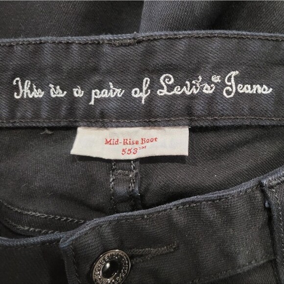 Levi's 553 Mid Rise Boot Black Jeans Size 10 Short - Picture 4 of 6